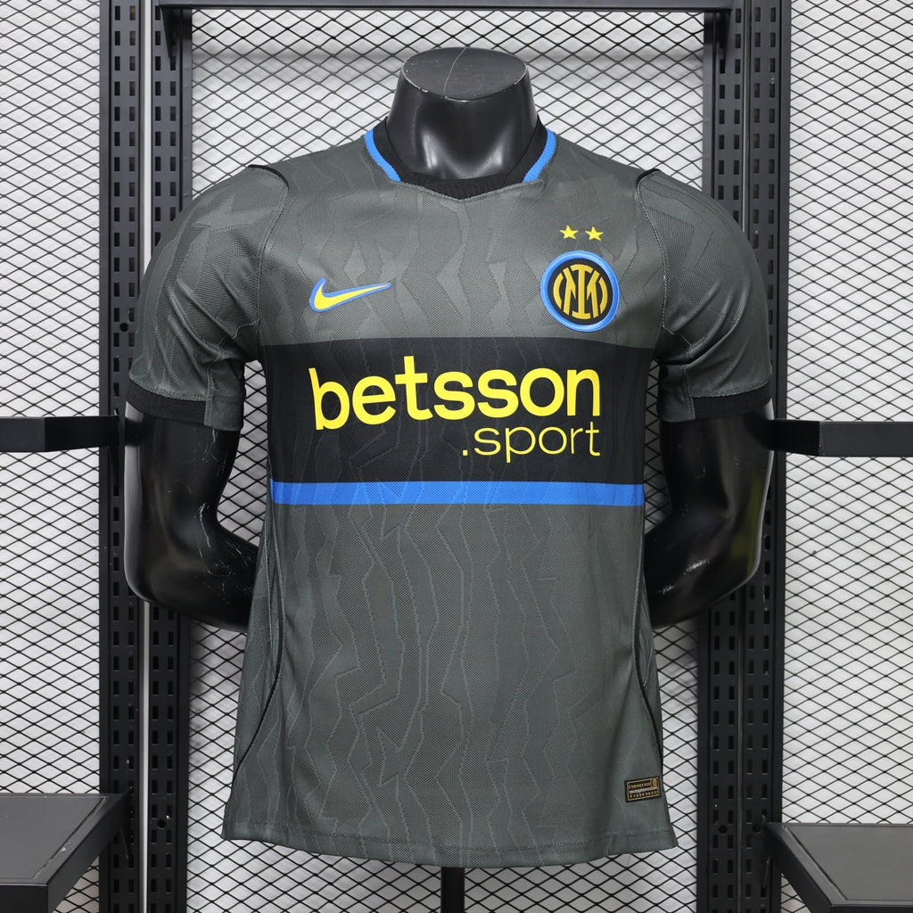 Inter Milan Third 2026-27 player version football jersey — iron grey and black with yellow accents