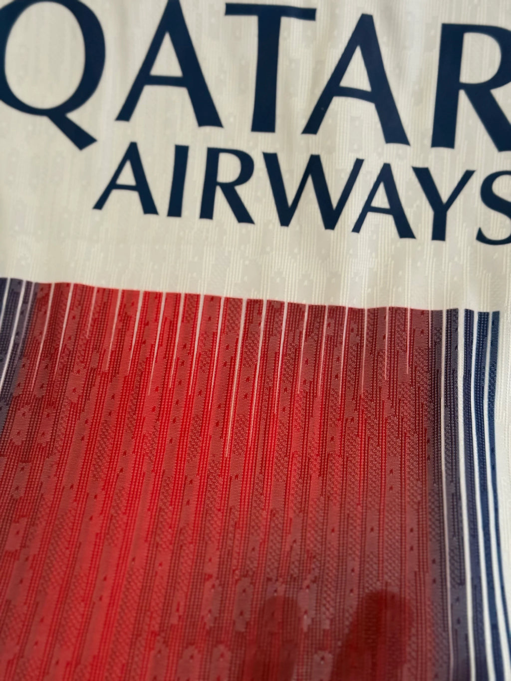 PSG Away 2026-27 white football jersey — red to navy gradient stripe, view 4