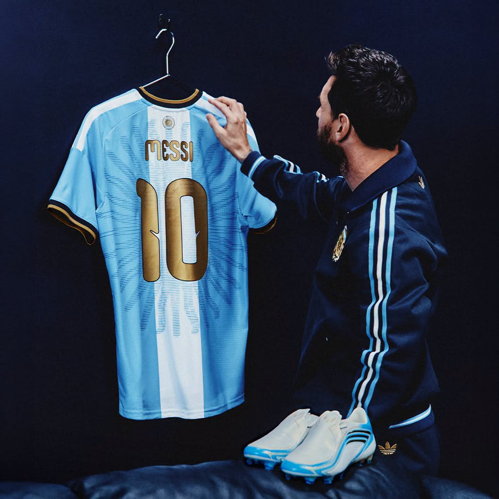 Messi retirement jersey Argentina 2026 Player Version, black and gold collar