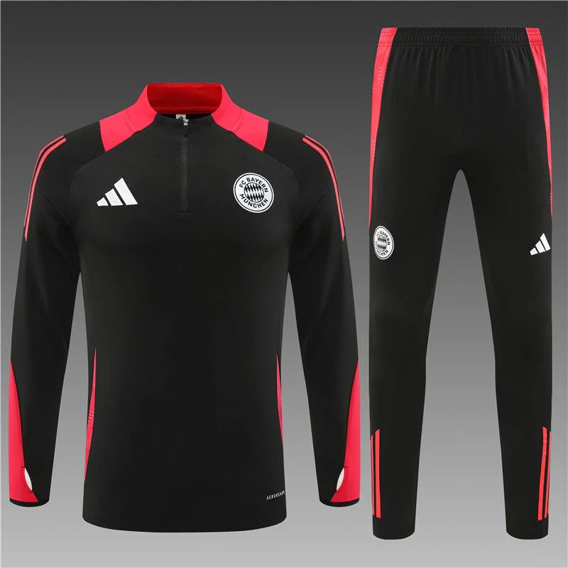Bayern Munich black quarter-zip training suit set — front view