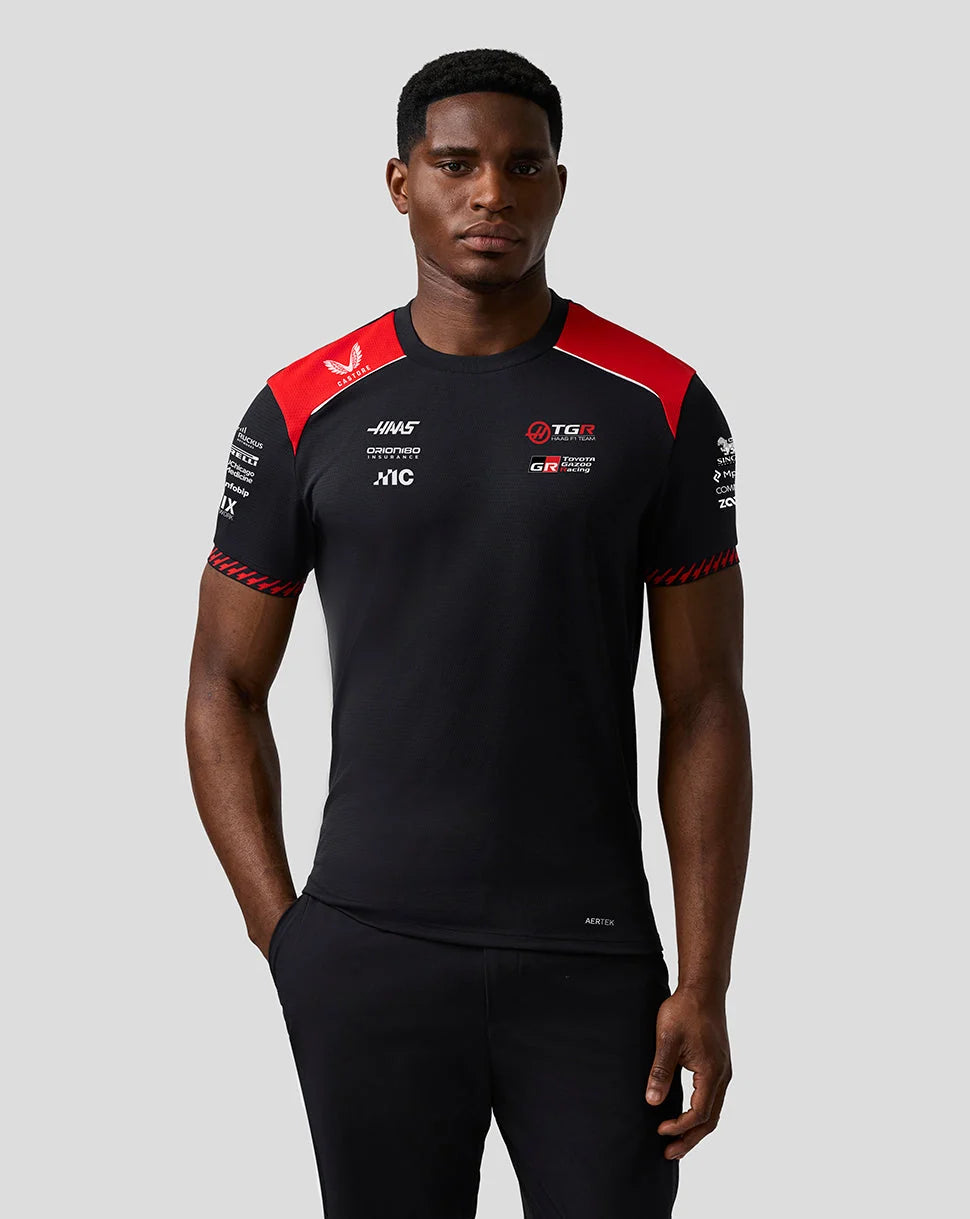 Haas F1 Team 2026 driver T-shirt in black and red — Formula 1 teamwear sold in India by 365 Jerseys
