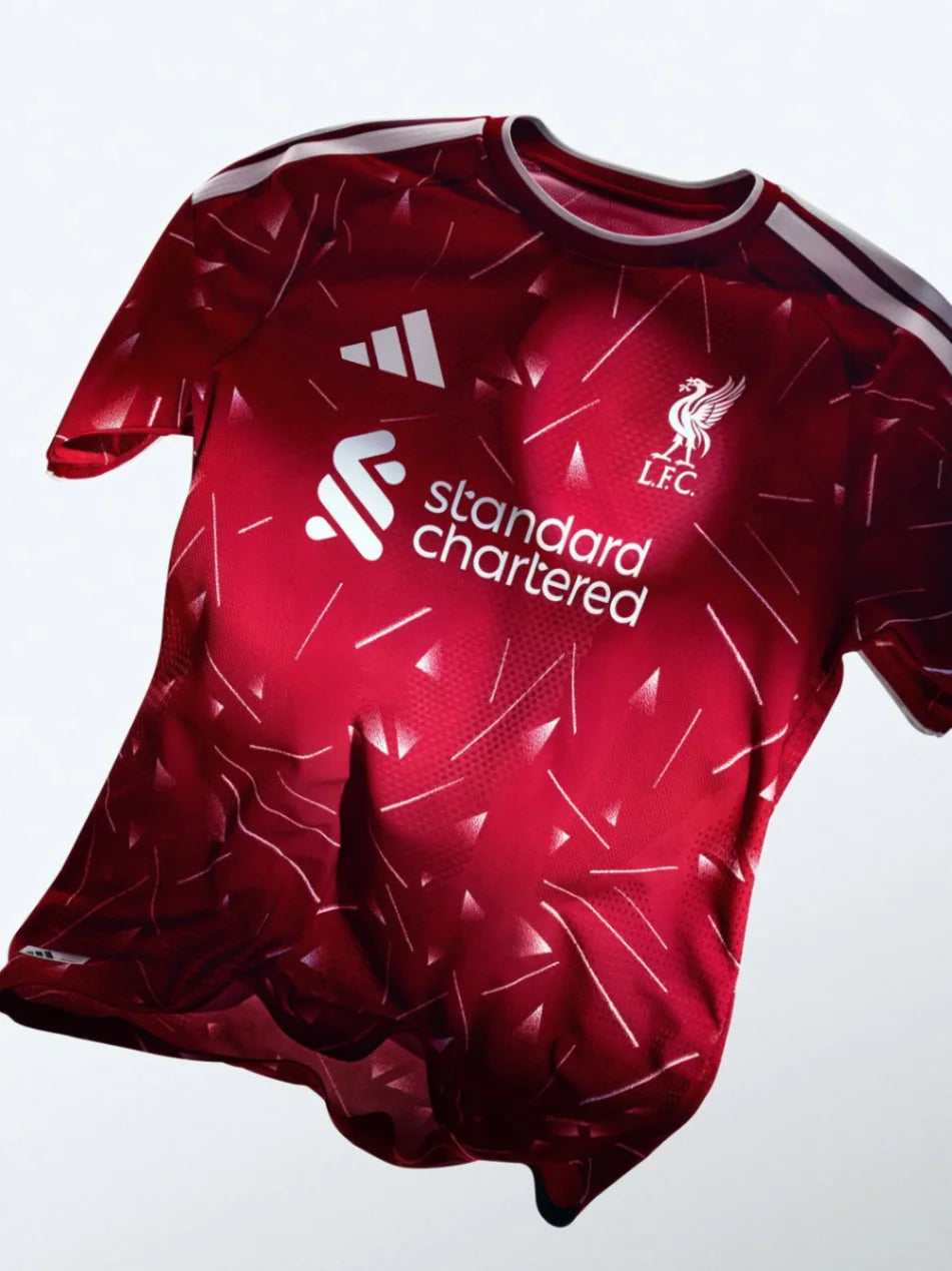 Liverpool Home 2026-27 player version football jersey — deep red with all-over geometric graphic and white trim