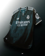 Real Madrid Away 2026-27 player version football jersey — dark green with off-white detailing